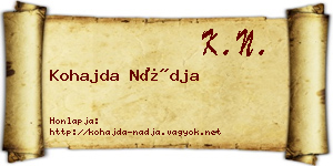 Kohajda Nádja névjegykártya